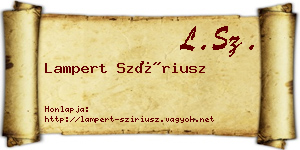 Lampert Szíriusz névjegykártya